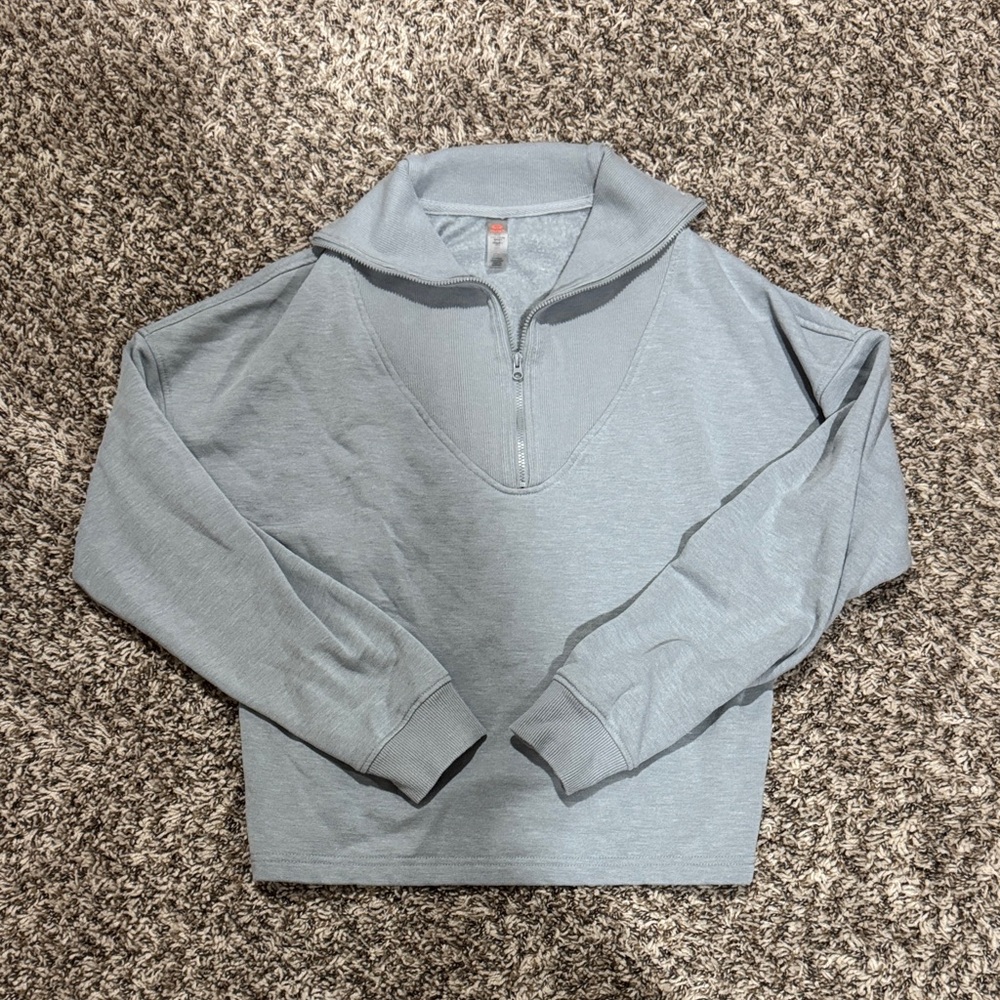 Mono B Light Gray Quarter-Zip Pullover Sweatshirt